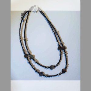 Lia Sophia black and grey shell freshwater pearl beaded necklace - new with tag